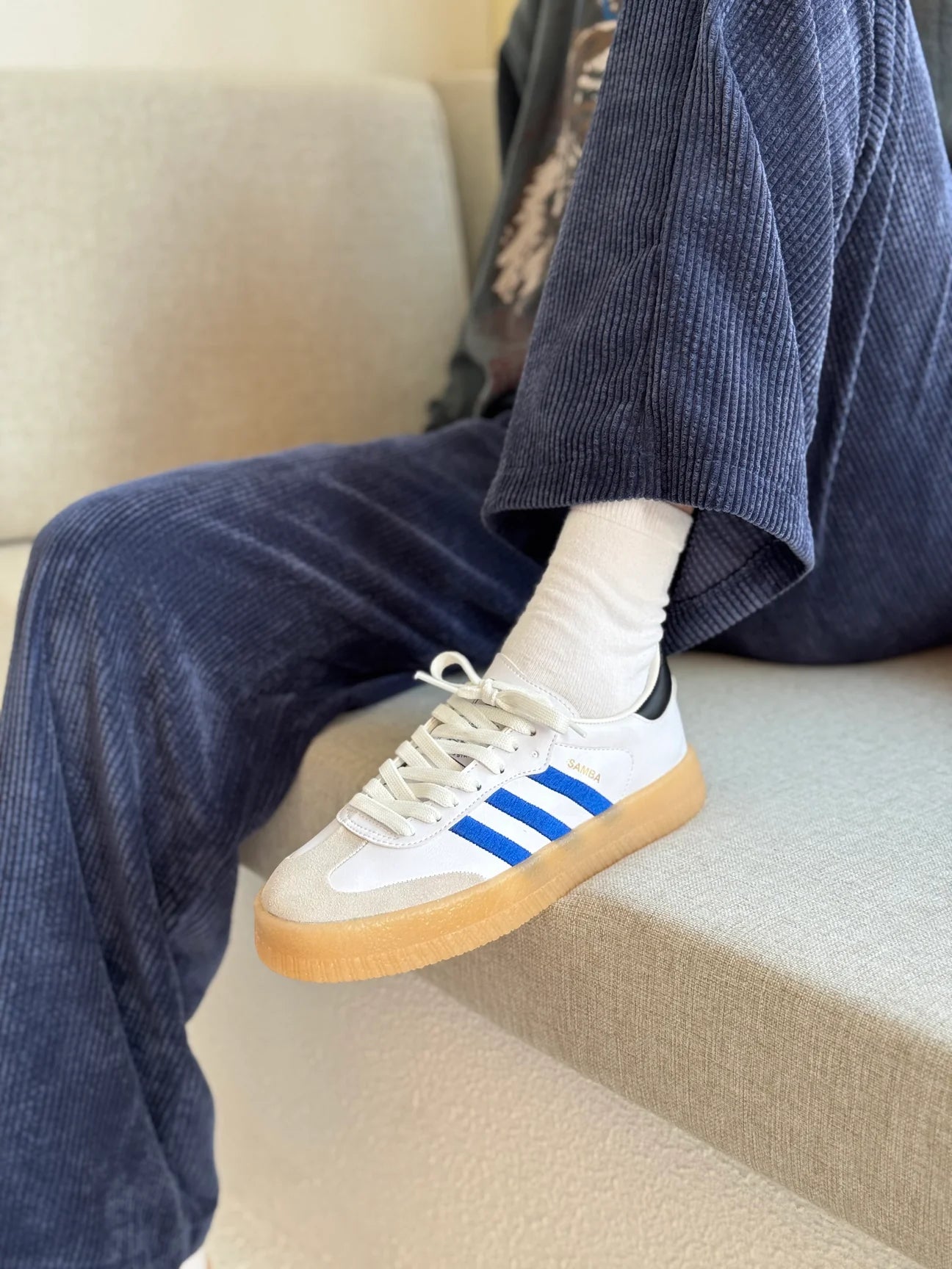 Adidas SambaE Beyaz Mavi
